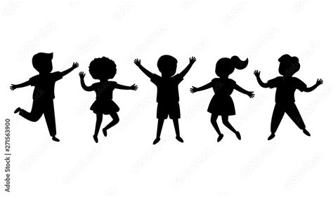 Kids Playing Black And White Vector Images .